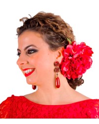 Boucles d'oreilles de Flamenco, modèle Bellota <b>Coleur - Rouge, Tailles - L</b>