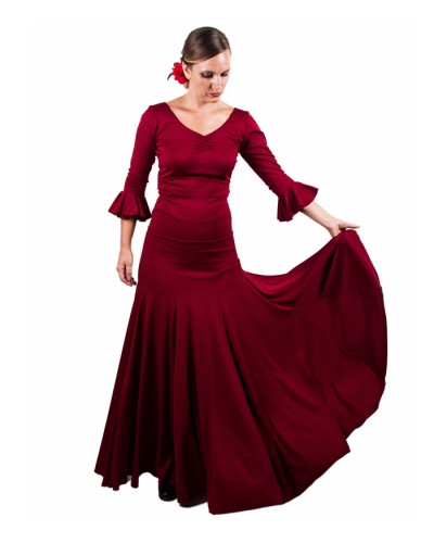 Ensemble de Flamenco Jupe 8 Godet et top Bourdeaux