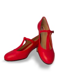 Chaussures pour Danse Flamenco <b>Coleur - Rouge, Matériel - Cuir, Tailles - 40</b>