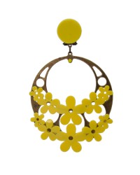 Boucle D'oreille avec Fleurs <b>Coleur - Jaune, Tailles - L</b>