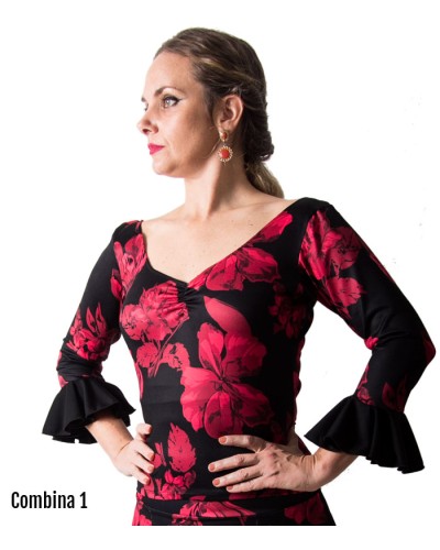 Flamenco Haut à Fleurs Motifs