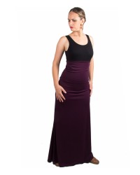 Jupe De Flamenco, Sacromonte, Taille Haute <b>Coleur - Aubergine, Tailles - XS</b>