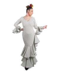 Robe Espagnole de Flamenco <b>Coleur - Blanc/Noir, Tailles - 42</b>