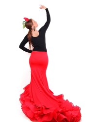 Jupe de Flamenco à Queue <b>Coleur - Rouge, Tailles - XL</b>