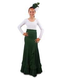 Jupe Flamenco Enfant, Modele Salon <b>Coleur - Vert, Tailles - 4</b>