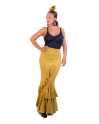 Jupe de Flamenco, Salon, Taille Haute <b>Coleur - Moutarde, Tailles - XS</b>