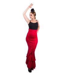 Jupe de Flamenco, Salon, Taille Haute <b>Coleur - Rouge, Tailles - XS</b>