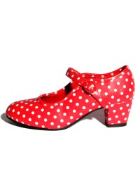 Chaussure de flamenco à pois <b>Coleur - Rouge, Tailles - 18</b>