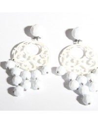 Boucles d'oreilles en acétate et multifacettes <b>Coleur - Blanc, Tailles - L</b>