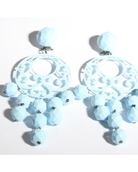 Boucles d'oreilles en acétate et multifacettes <b>Coleur - Cyan, Tailles - L</b>