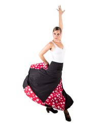 Jupe de Flamenco, Mod: 4 Godet, Rèpètitions <b>Coleur - Noi/Rou/Whi, Tailles - XS</b>