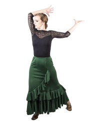 Jupe de Flamenco Taille Normal, Mod. Salon <b>Coleur - Vert, Tailles - S</b>