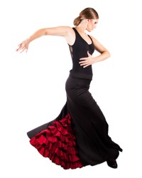 Jupe de Danse Flamenco <b>Coleur - Noir/Rou/Noir, Tailles - XL</b>